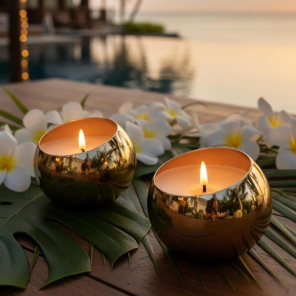 Gold Metal Scented Candle Set of 2 for Diwali & Christmas Décor